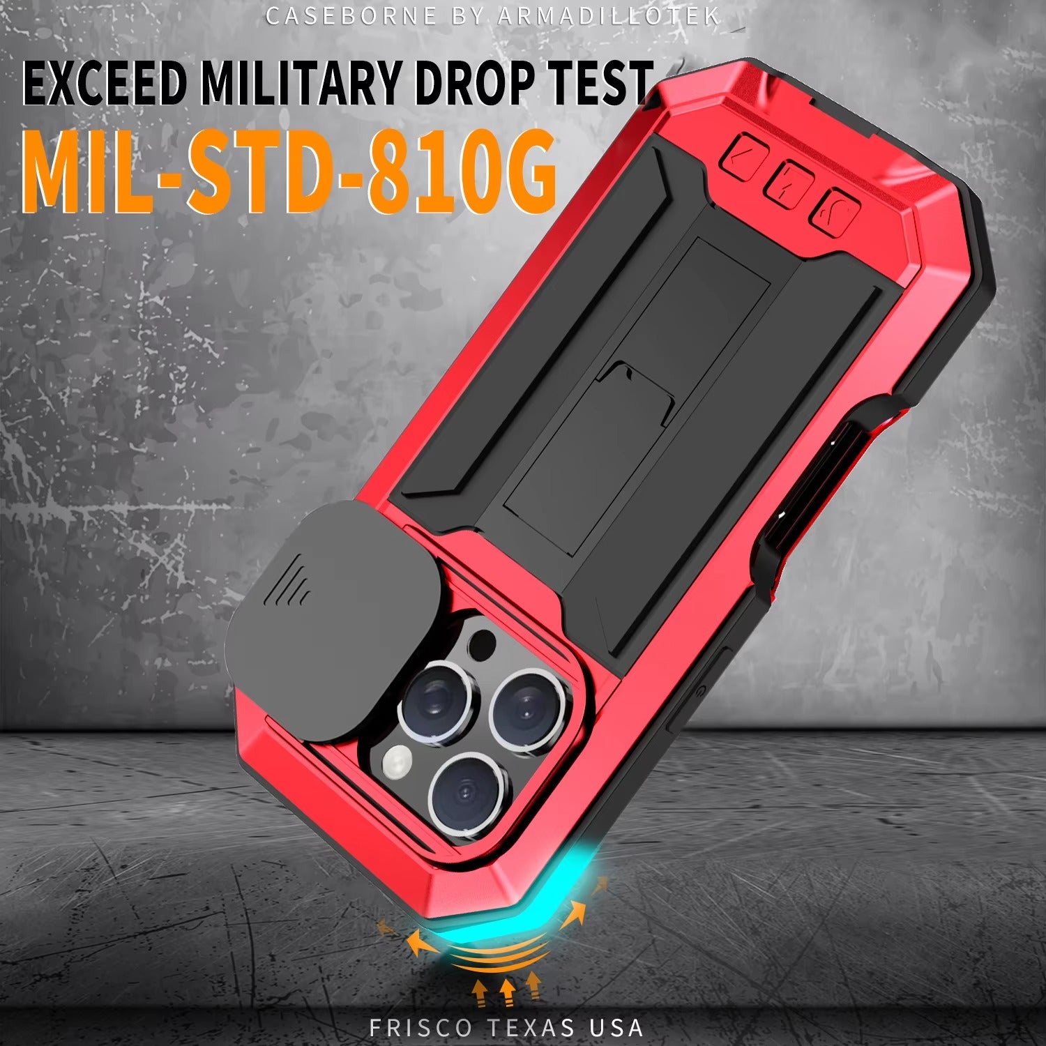 Rugged iPhone Case 360° Full Protection Shockproof — Metal Frame with Tempered Glass, Slide Camera Cover, Built-In Stand, Dustproof & Drop-Resistant Design