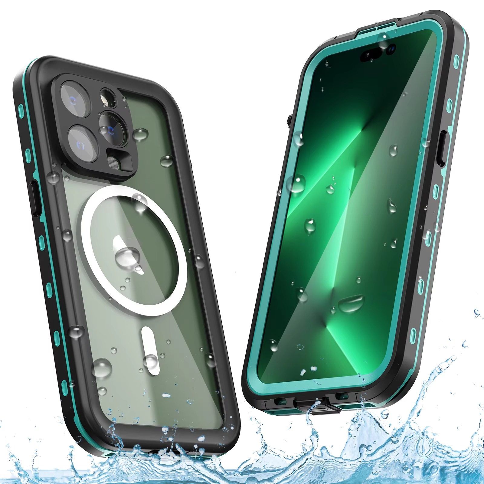 Rugged iPhone Case IP68 Waterproof MagSafe Cover — Full Body Protective Design for Diving and Swimming, Magnetic Shockproof Anti-Fingerprint Scratch-Resistant Finish