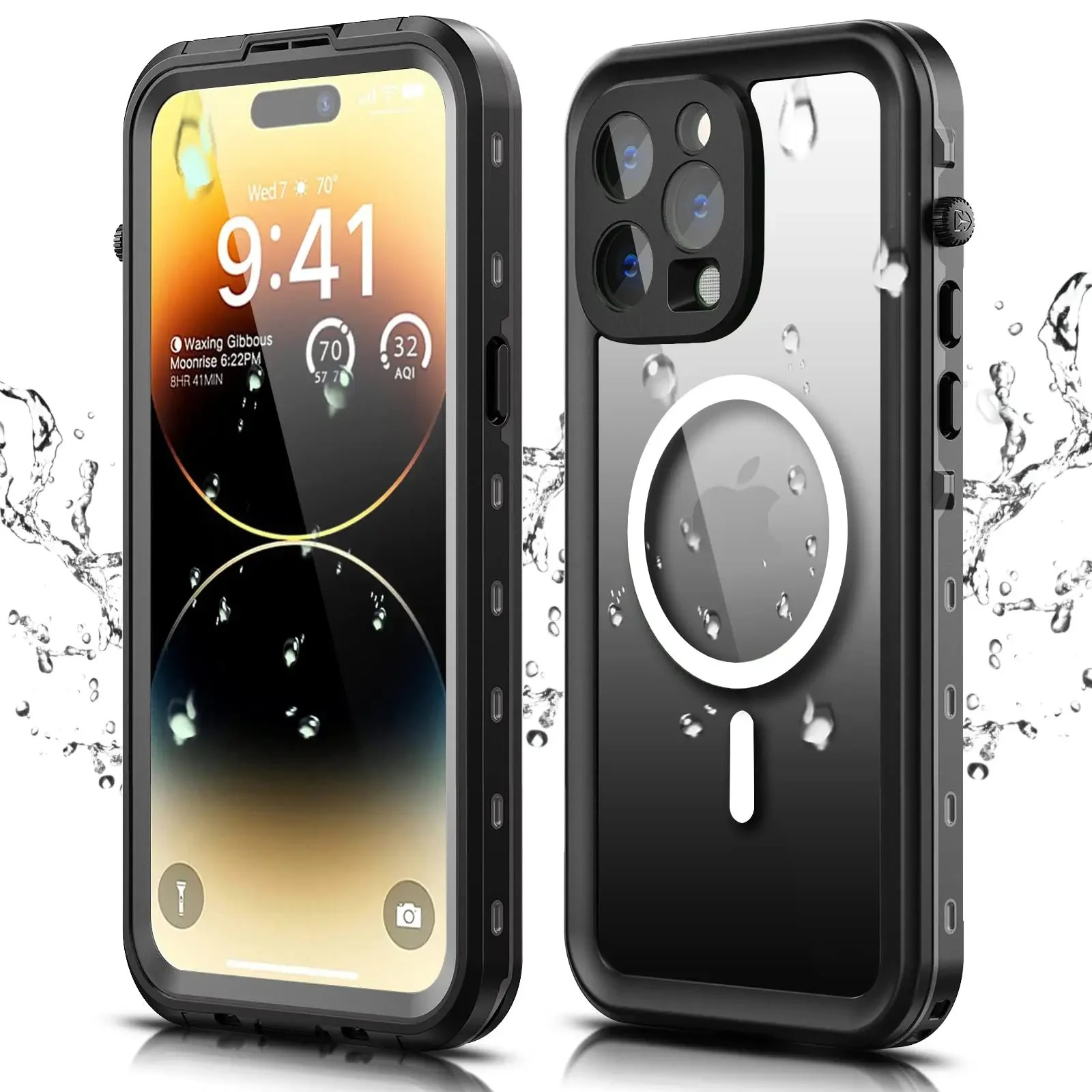 Rugged iPhone Case IP68 Waterproof MagSafe Cover — Full Body Protective Design for Diving and Swimming, Magnetic Shockproof Anti-Fingerprint Scratch-Resistant Finish
