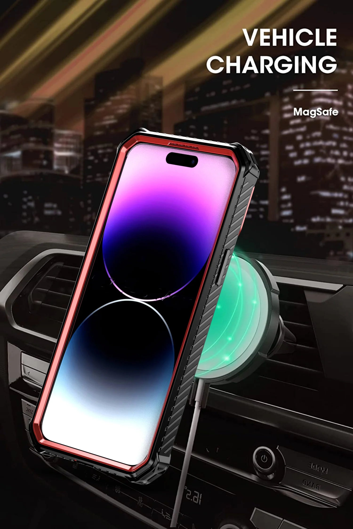 Rugged iPhone Case MagSafe Compatible Heavy Duty Cover — Dual Layer Shock Absorption, Rotatable Kickstand Ring, Built-In Screen Protector, Full Body Defense