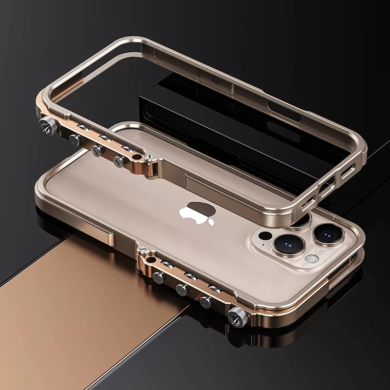 Rugged iPhone Case Mechanical Style Metal Cover — Full Body Shockproof Drop-Proof Design, Minimalist Mecha Shell with Lightweight Aluminum Alloy Frame