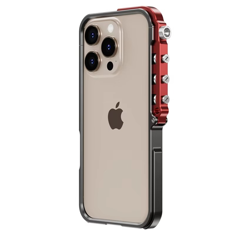 Rugged iPhone Case Mechanical Style Metal Cover — Full Body Shockproof Drop-Proof Design, Minimalist Mecha Shell with Lightweight Aluminum Alloy Frame