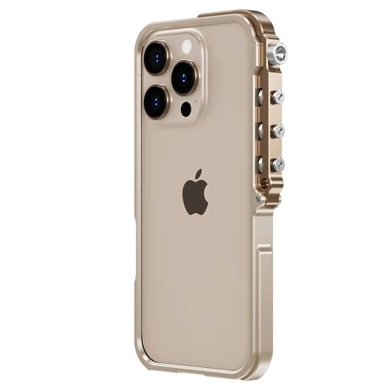 Rugged iPhone Case Mechanical Style Metal Cover — Full Body Shockproof Drop-Proof Design, Minimalist Mecha Shell with Lightweight Aluminum Alloy Frame