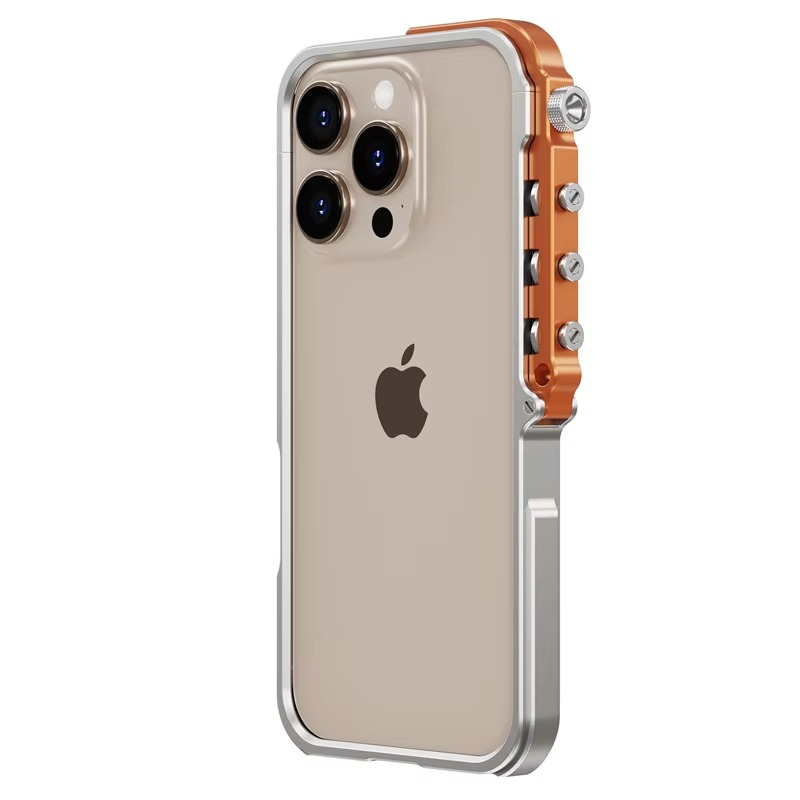 Rugged iPhone Case Mechanical Style Metal Cover — Full Body Shockproof Drop-Proof Design, Minimalist Mecha Shell with Lightweight Aluminum Alloy Frame
