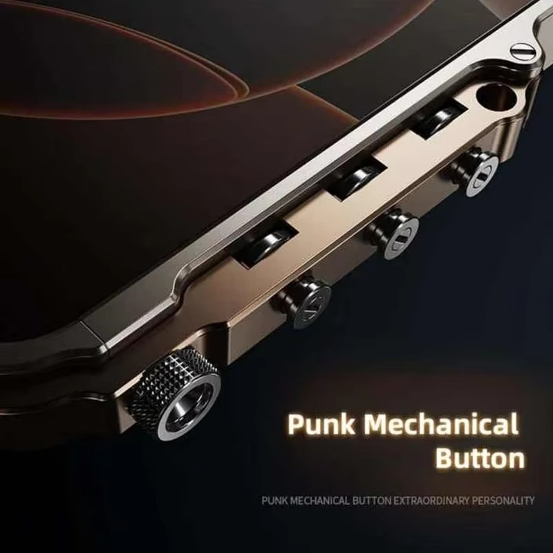 Rugged iPhone Case Mechanical Style Metal Cover — Full Body Shockproof Drop-Proof Design, Minimalist Mecha Shell with Lightweight Aluminum Alloy Frame