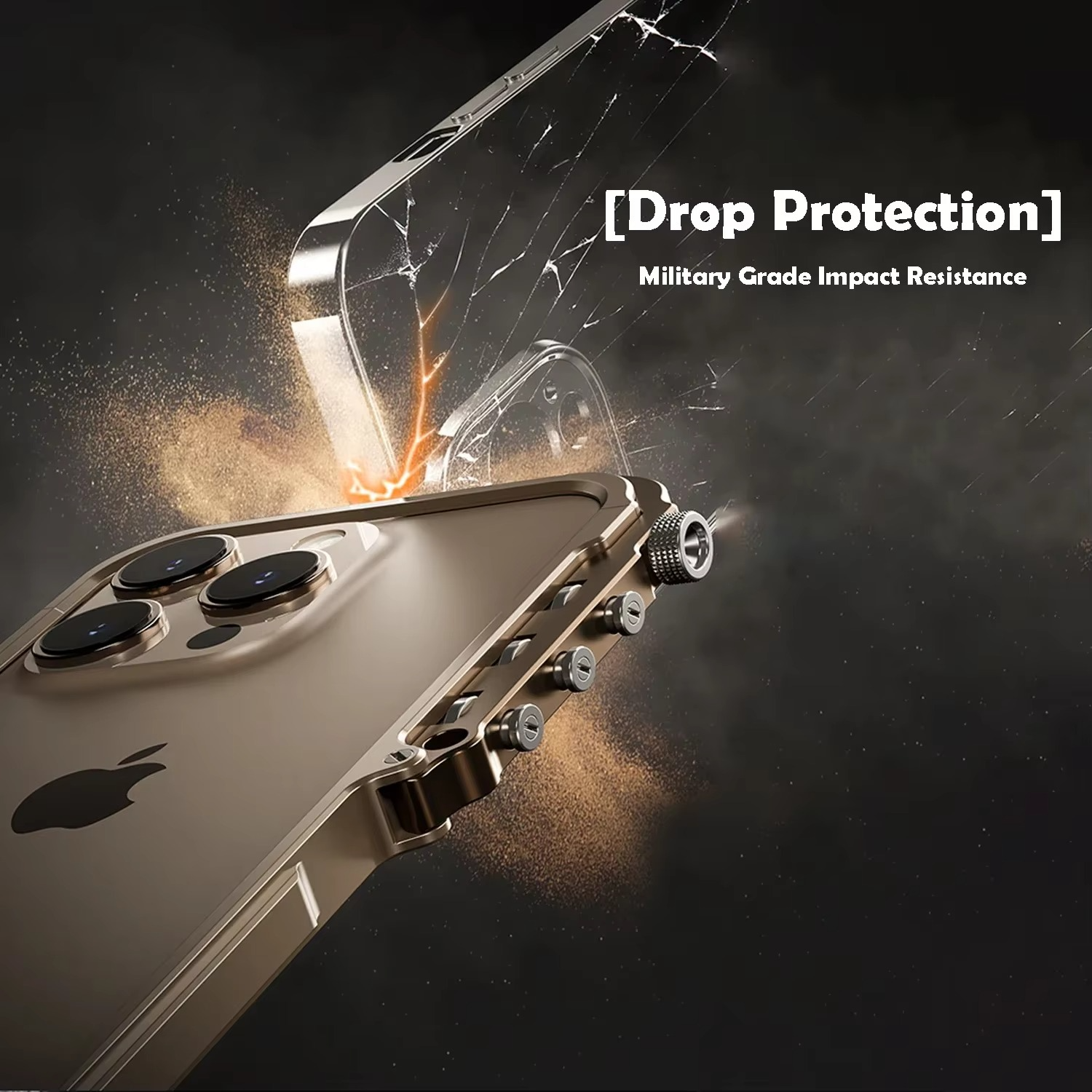 Rugged iPhone Case Mechanical Style Metal Cover — Full Body Shockproof Drop-Proof Design, Minimalist Mecha Shell with Lightweight Aluminum Alloy Frame