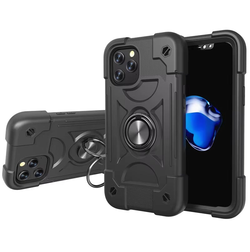 Rugged iPhone Case Military Grade Shockproof Protection — Heavy Duty Cover with Kickstand Ring Holder, Drop-Resistant Design, Full Body Defense