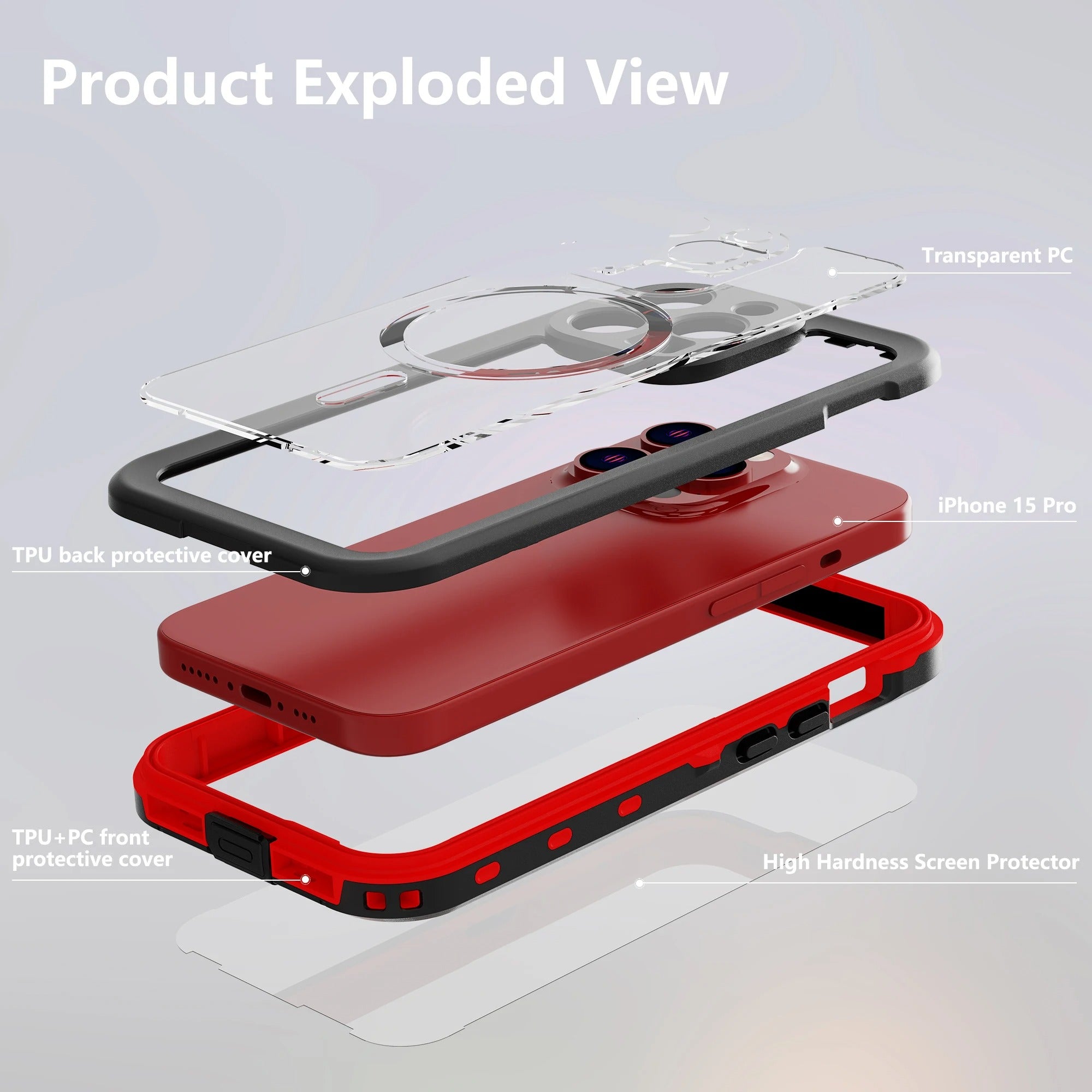 Rugged iPhone Case Shellbox Ultra-Thin Clear Cover — IP68 Waterproof Design with Hanging Rope, Transparent Anti-Fingerprint Scratch-Resistant Protection