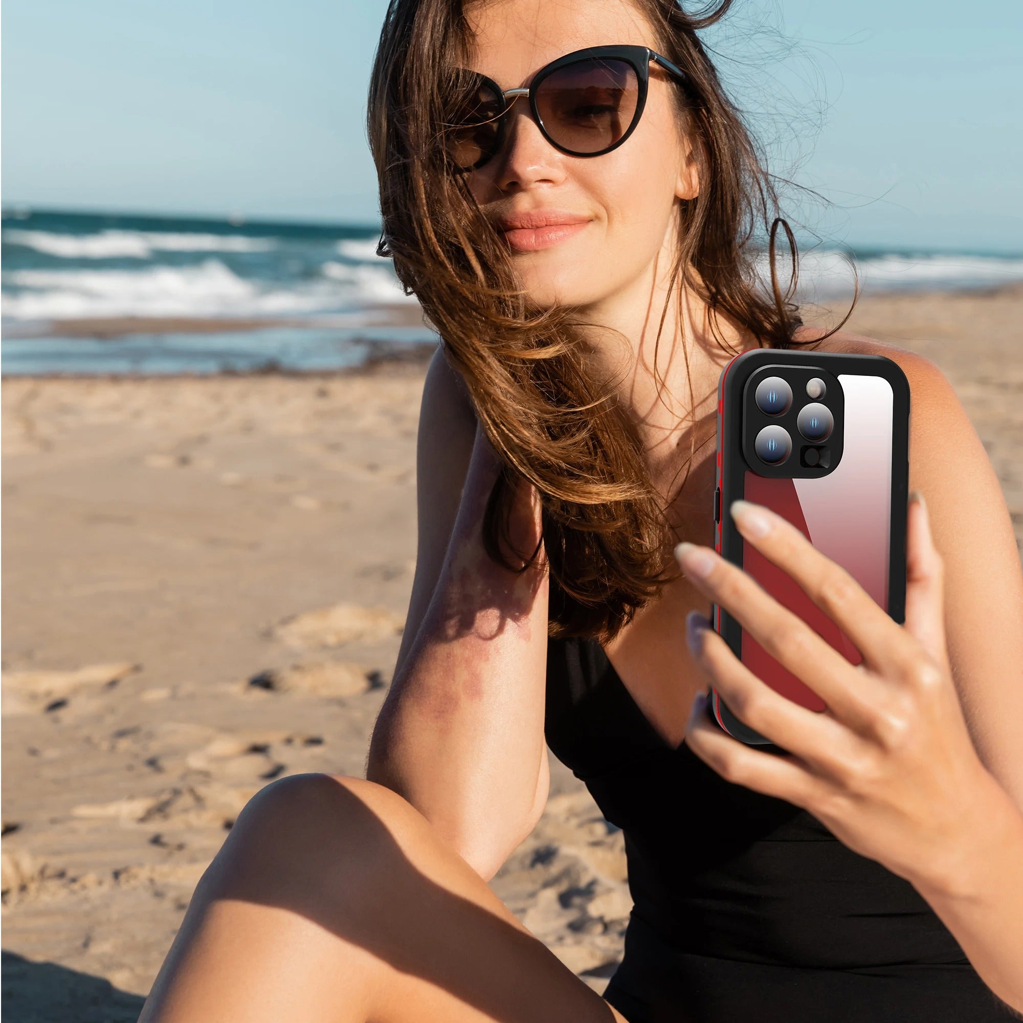 Rugged iPhone Case Shellbox Ultra-Thin Clear Cover — IP68 Waterproof Design with Hanging Rope, Transparent Anti-Fingerprint Scratch-Resistant Protection