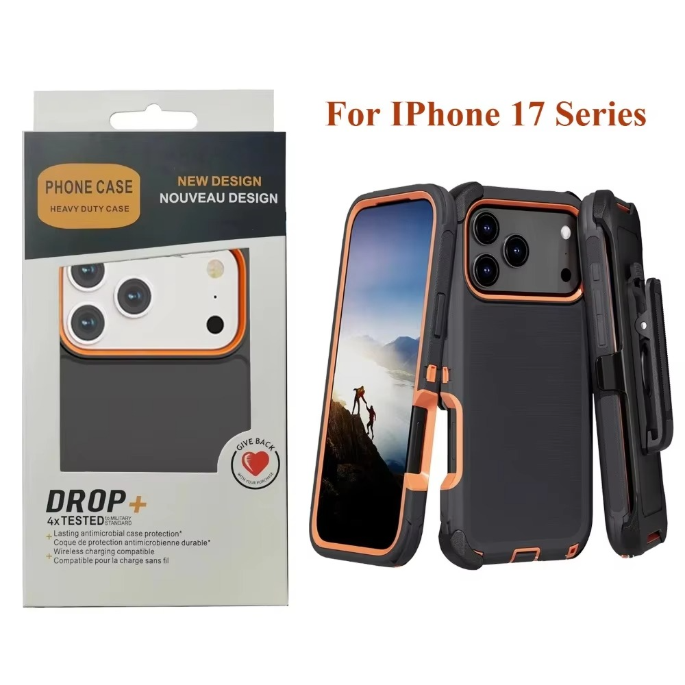 Rugged iPhone Case — 3-in-1 Heavy-Duty Shockproof Defender Cover with Clip, Dual-Layer PC+TPU Protection, Waterproof Dustproof Non-Slip Matte Design