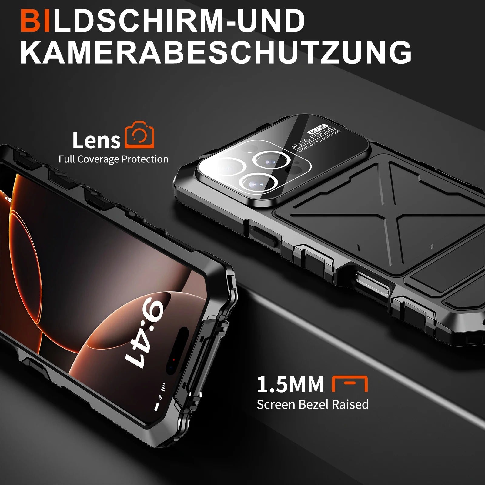 Rugged iPhone Case — 360° Full-Body Shockproof Aluminum Armor Cover with Tempered Glass Protection, Metal Lock Catch, Kickstand and Heavy-Duty Anti-Fall Design