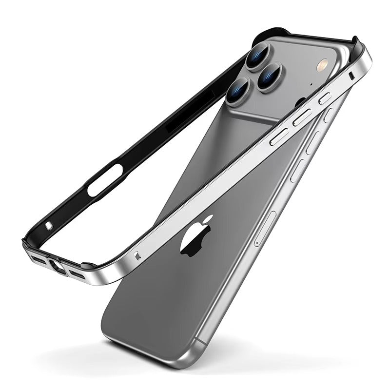 Rugged iPhone Case — Aluminum Metal Frame Bumper Cover with Silicone Protection and Shockproof Durable Design