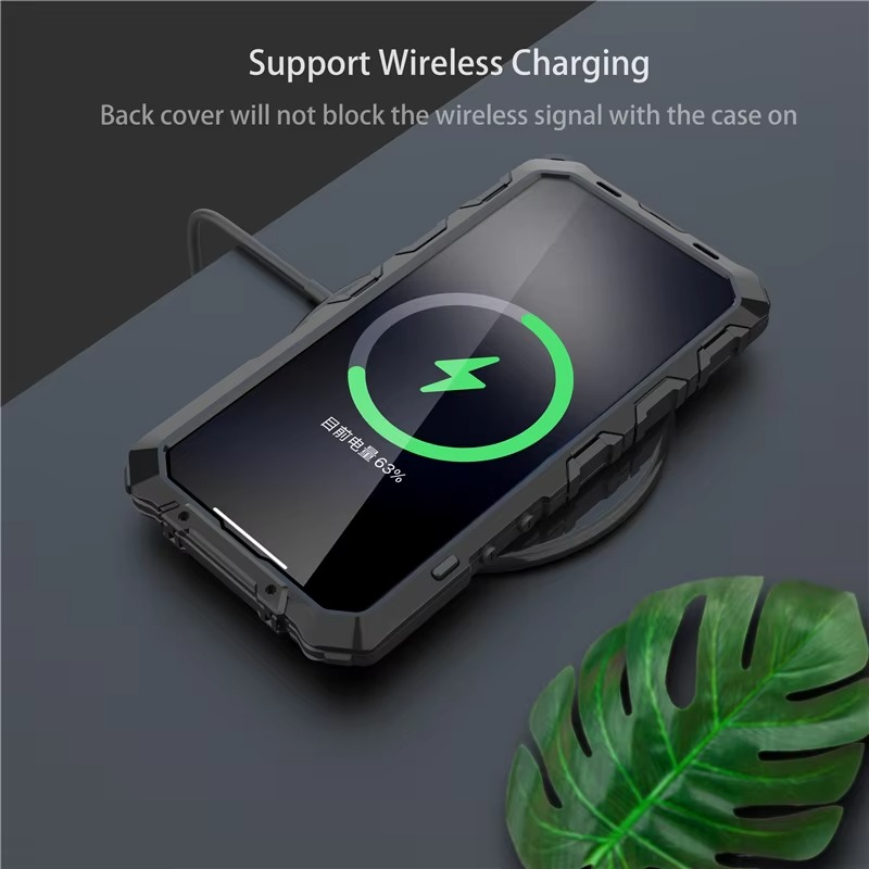 Rugged iPhone Case — Aluminum Military Metal Bumper with Screen Protector, Shockproof Silicone Back, Heavy-Duty Water-Resistant Non-Slip Design