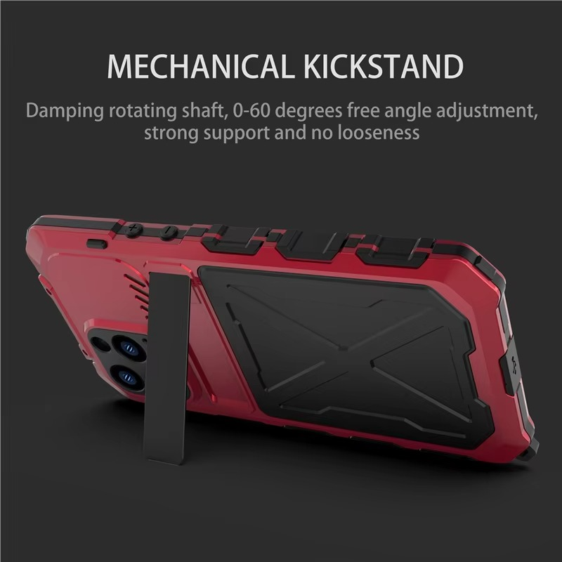 Rugged iPhone Case — Aluminum Military Metal Bumper with Screen Protector, Shockproof Silicone Back, Heavy-Duty Water-Resistant Non-Slip Design