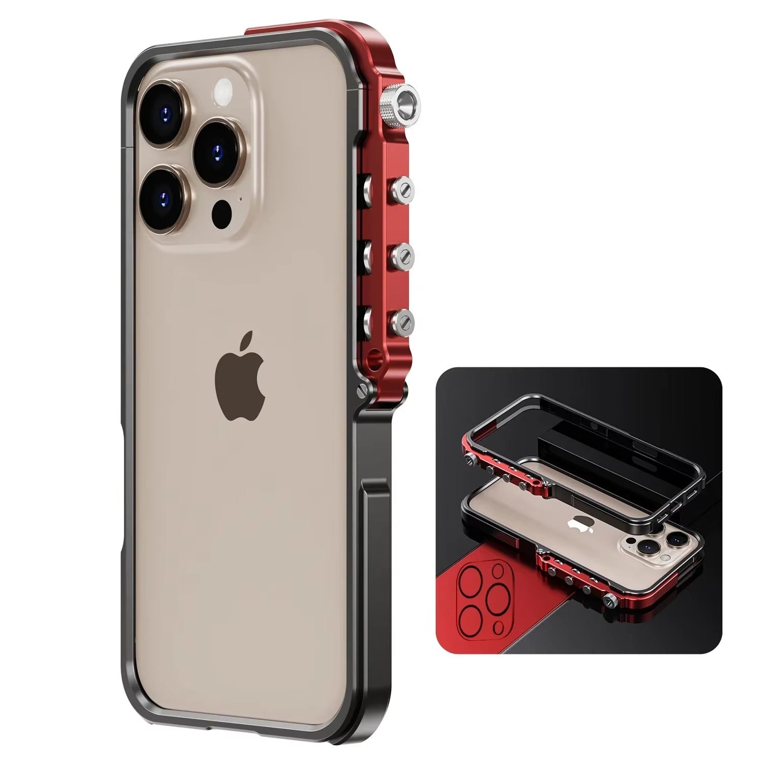 Rugged iPhone Case — Full-Metal Mechanical Mecha Cover with Military-Grade Shockproof Aluminum Design, Lightweight Drop-Proof Protection and Lanyard Support