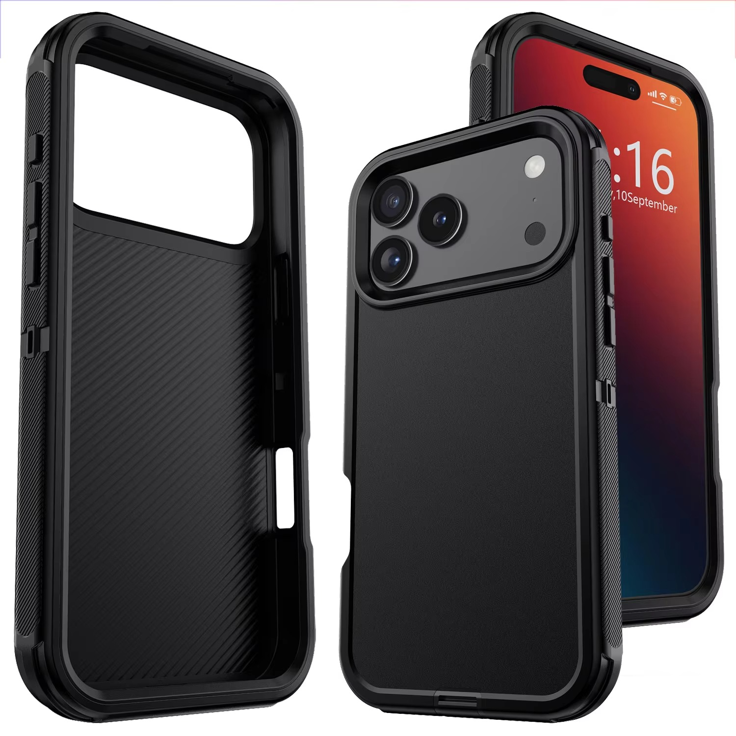 Rugged iPhone Case — Heavy-Duty 3-Layer Hybrid Protective Cover with Belt Clip Holster, Shockproof Hard PC Design and Matte Anti-Fingerprint Finish