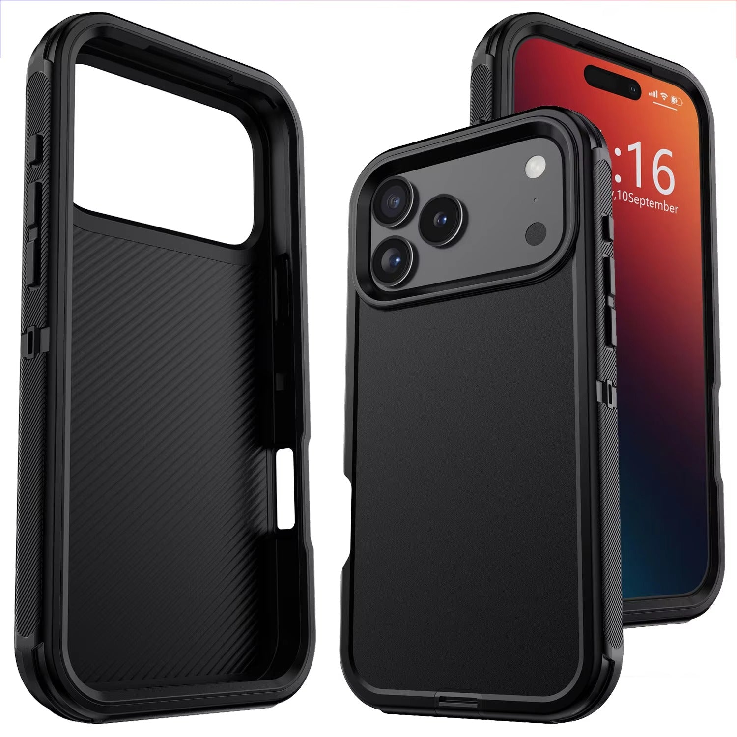 Rugged iPhone Case — Heavy-Duty 3-Layer Hybrid Protective Cover with Shockproof Hard PC Design and Matte Anti-Fingerprint Finish
