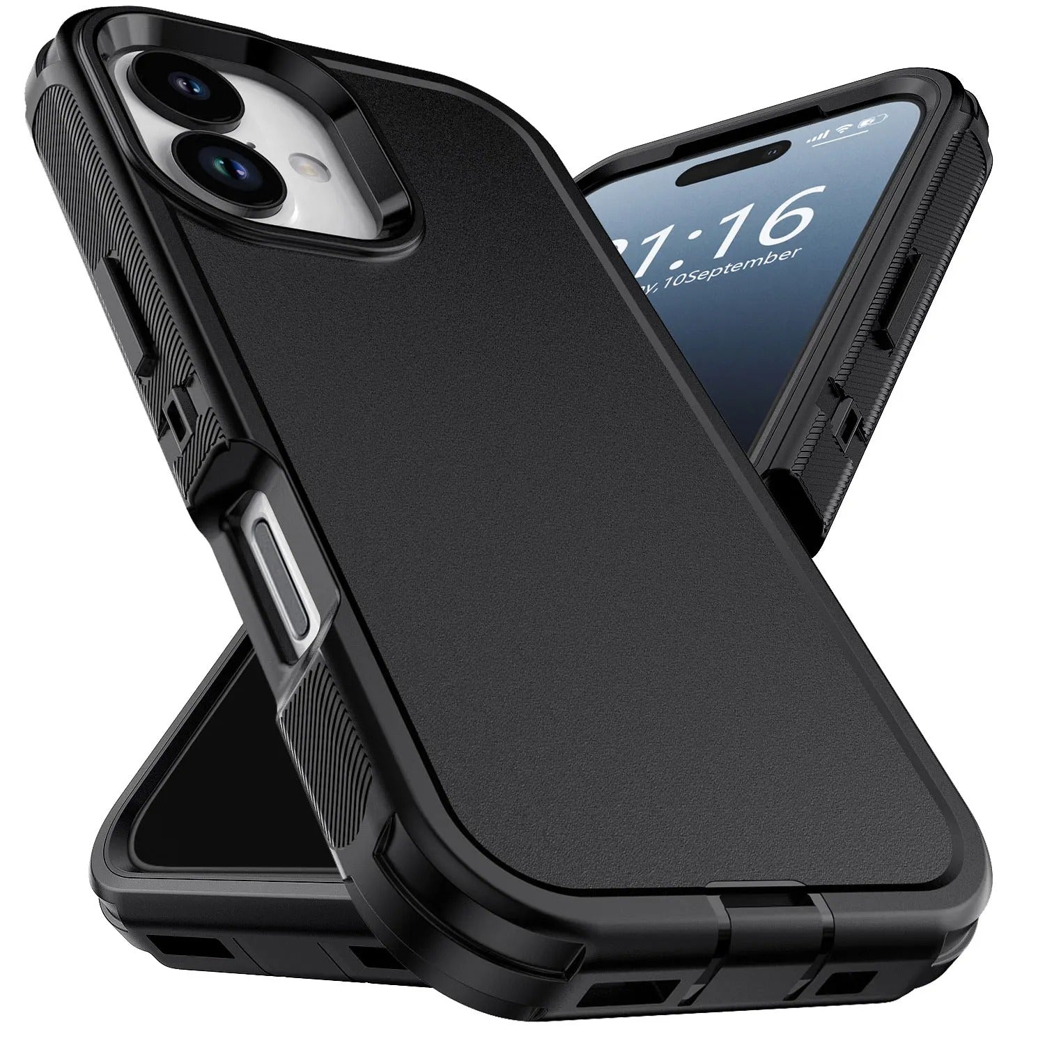 Rugged iPhone Case — Heavy-Duty 3-Layer Hybrid Protective Cover with Shockproof Hard PC Design and Matte Anti-Fingerprint Finish