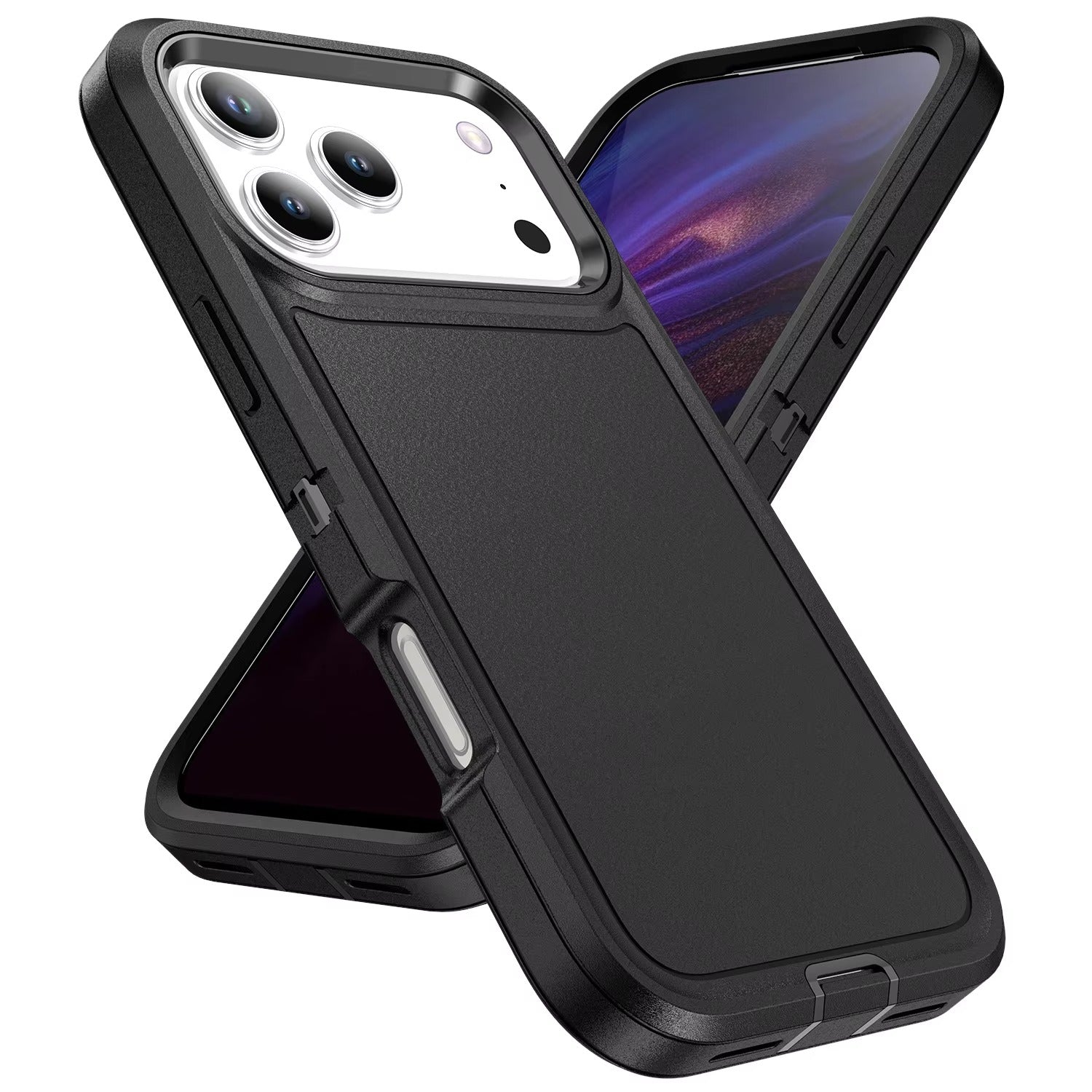 Rugged iPhone Case — Heavy-Duty 3-Layer Hybrid Protective Cover with Shockproof Hard PC Design and Matte Anti-Fingerprint Finish