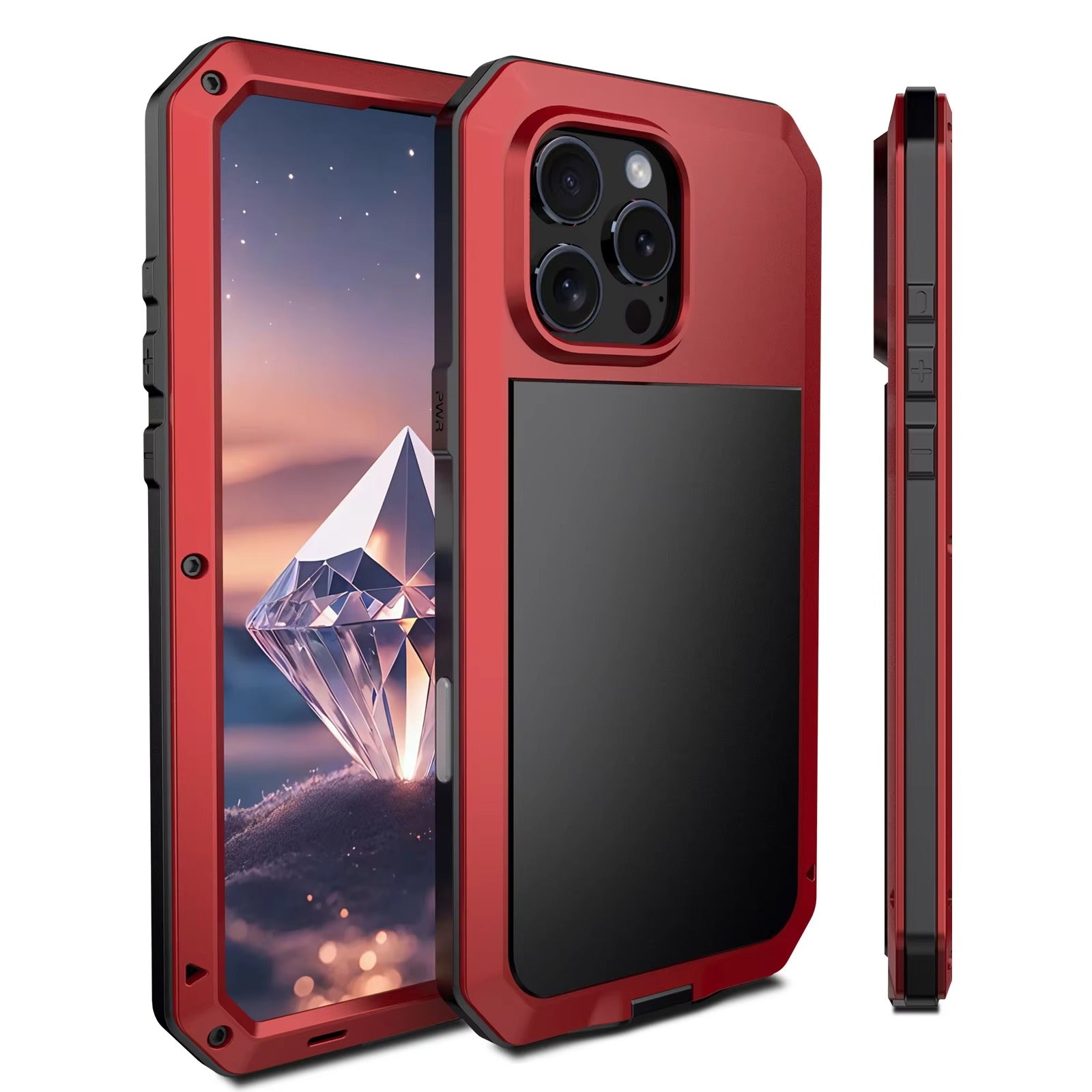 Rugged iPhone Case — Heavy-Duty Aluminum Alloy Armor Cover with Dual-Layer Metal + TPU Protection, Shockproof Screen Guard, IP54 Dustproof Anti-Fingerprint Design