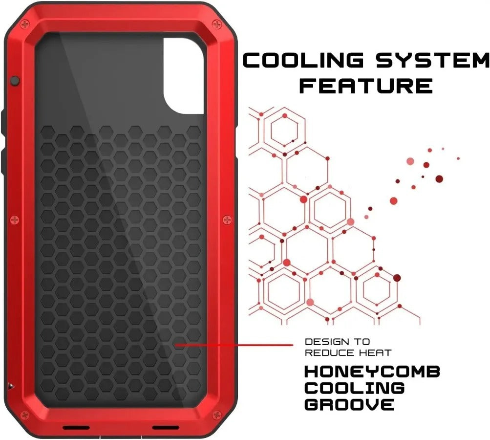 Rugged iPhone Case — Heavy-Duty Aluminum Alloy Armor Cover with Dual-Layer Metal + TPU Protection, Shockproof Screen Guard, IP54 Dustproof Anti-Fingerprint Design