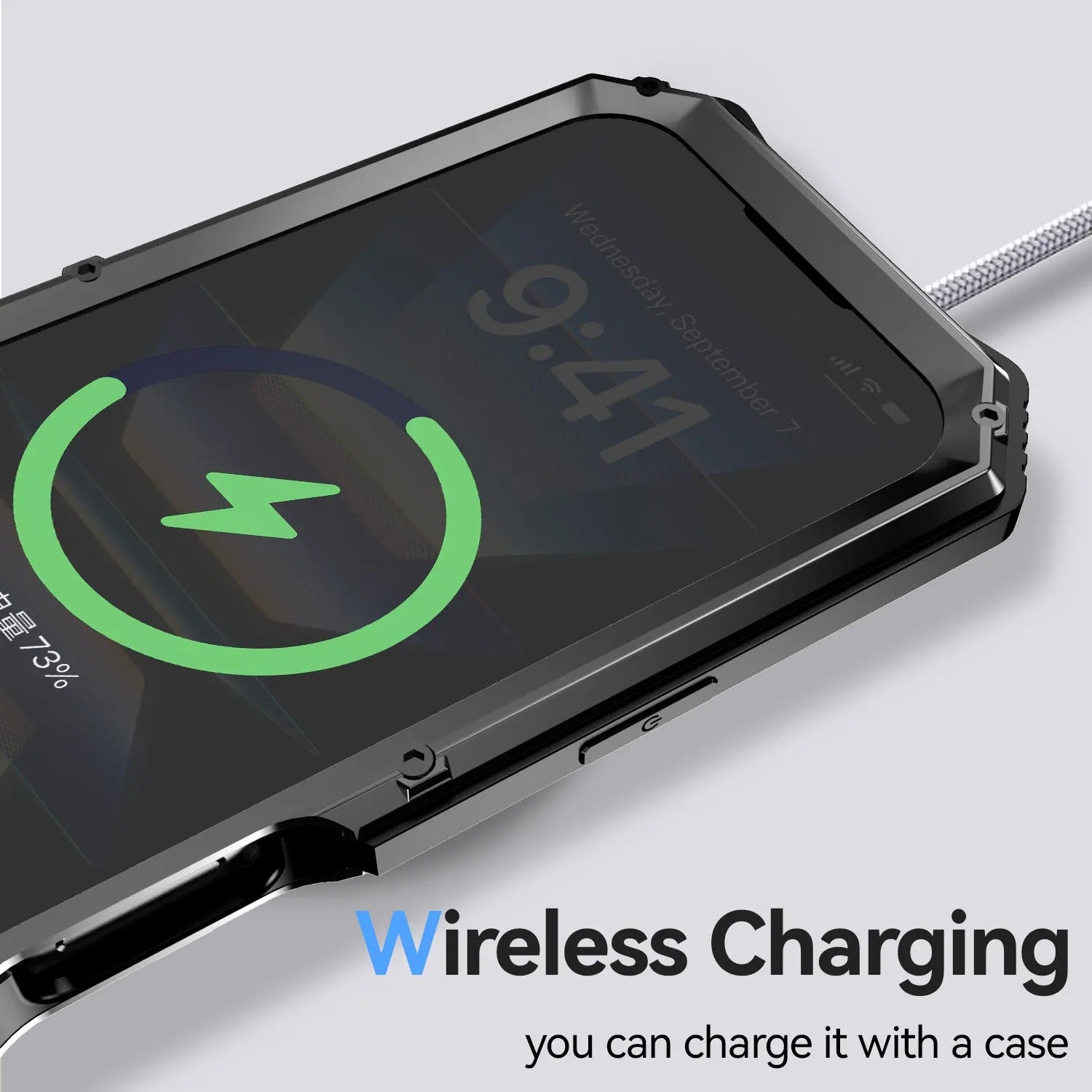 Rugged iPhone Case — Heavy-Duty Aluminum Armor Cover with Built-In Glass Screen Protector, Kickstand, Shockproof Dual-Layer Design and Dustproof Anti-Fingerprint Finish