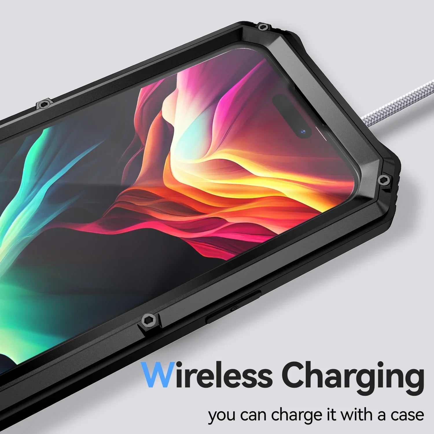 Rugged iPhone Case — Heavy-Duty Aluminum Armor Cover with Built-In Glass Screen & Lens Protectors, Shockproof Dual-Layer Design and Kickstand for Outdoor Use