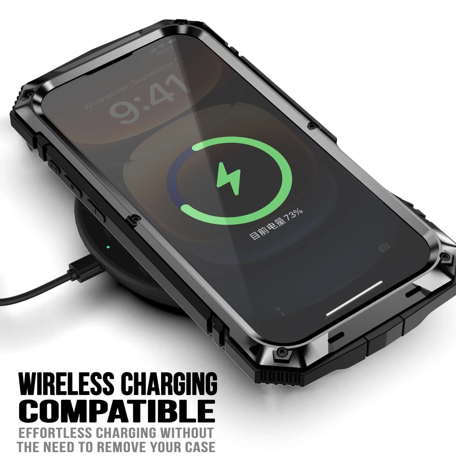 Rugged iPhone Case — Heavy-Duty Aluminum Armor Cover with Shockproof Bumper Design, Screen Guard Protection and Dustproof Anti-Fingerprint Finish