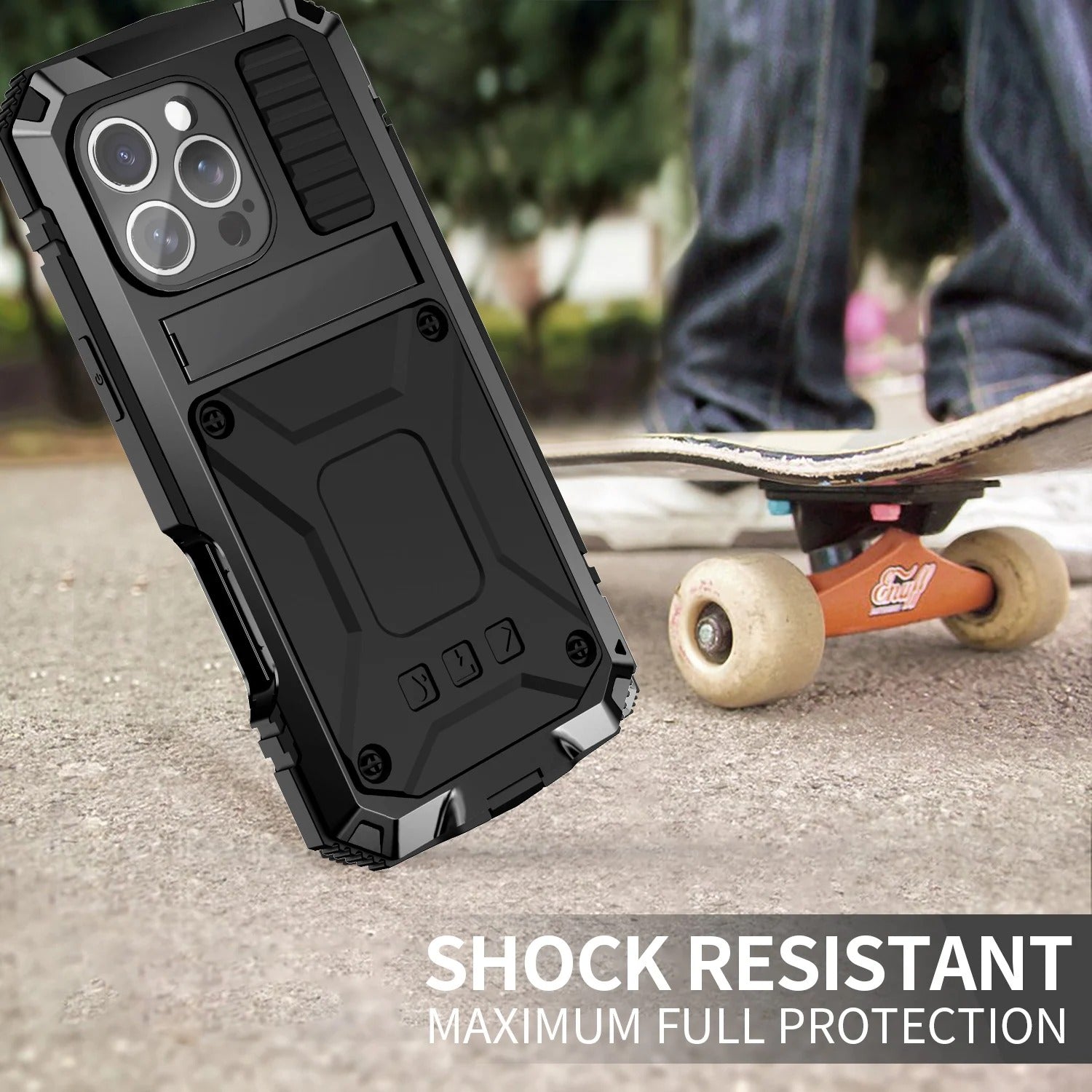 Rugged iPhone Case — Heavy-Duty Aluminum Armor Cover with Shockproof Bumper Design, Screen Guard Protection and Dustproof Anti-Fingerprint Finish