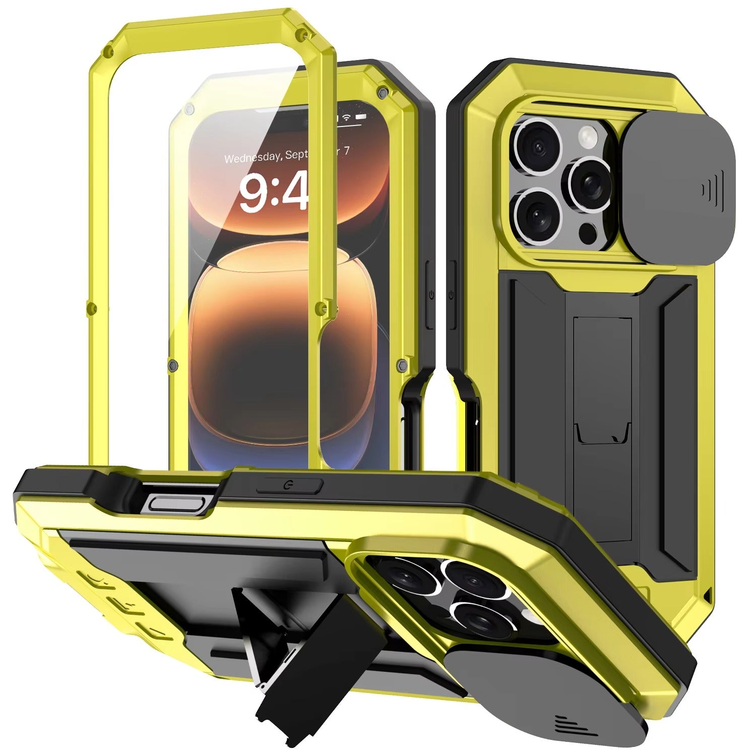 Rugged iPhone Case — Heavy-Duty Aluminum Metal Cover with Built-In Tempered Glass Screen Protector, Military-Grade Shockproof Design and Dustproof Anti-Fingerprint Protection