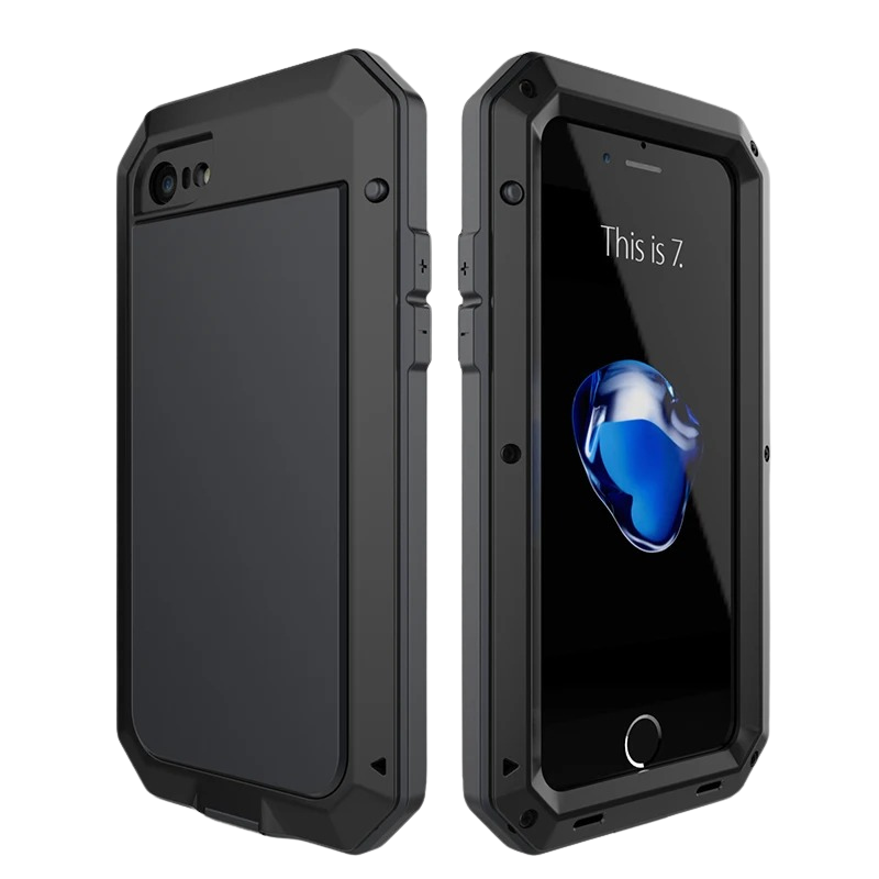 Rugged iPhone Case — Heavy-Duty Aluminum Military Cover with Gorilla Glass Screen Protection, Full-Body Shockproof Dustproof Non-Slip Design