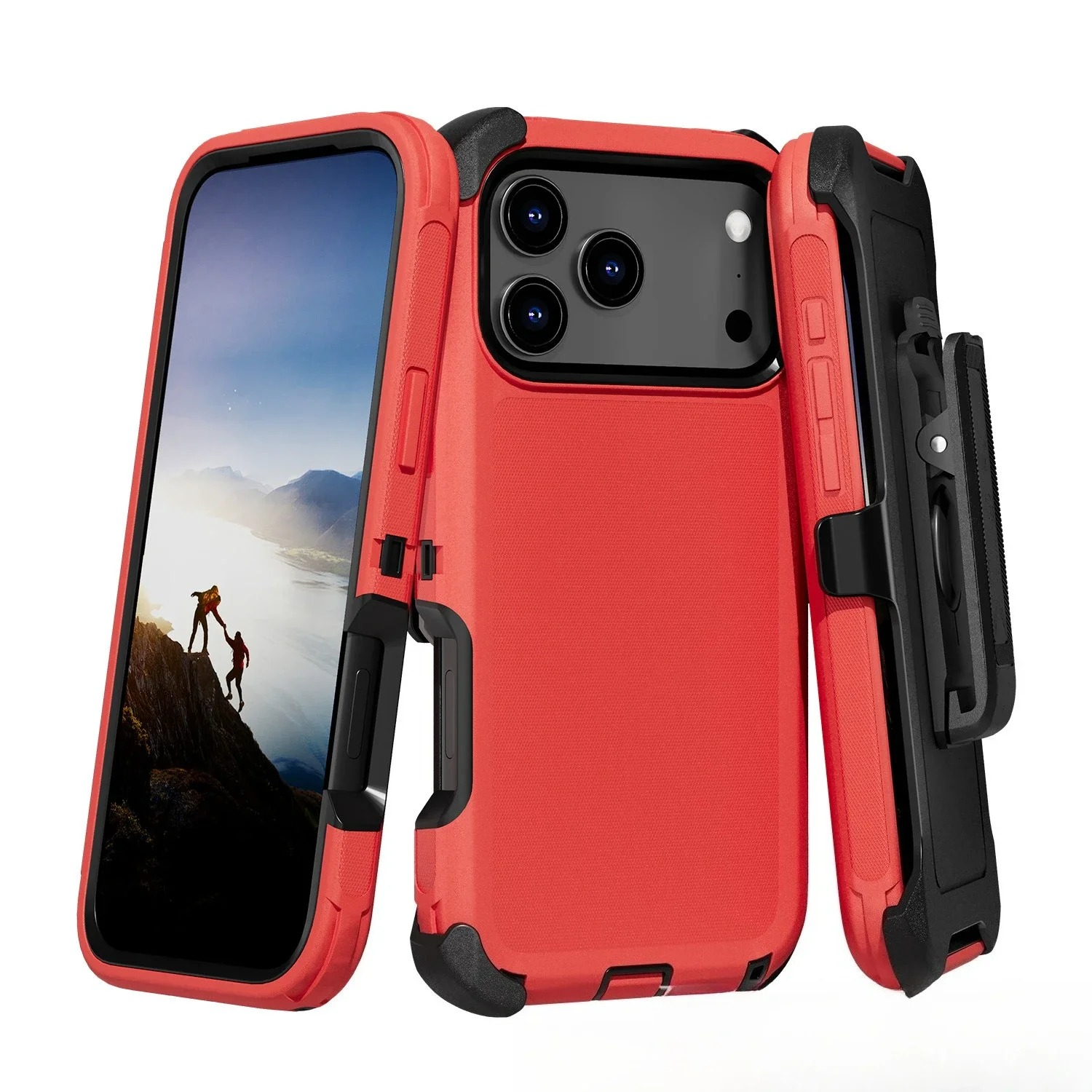 Rugged iPhone Case — Heavy-Duty Armor Cover with Belt Clip, Shockproof Dual-Layer PC+TPU Protection, Matte Anti-Slip Anti-Fingerprint Design