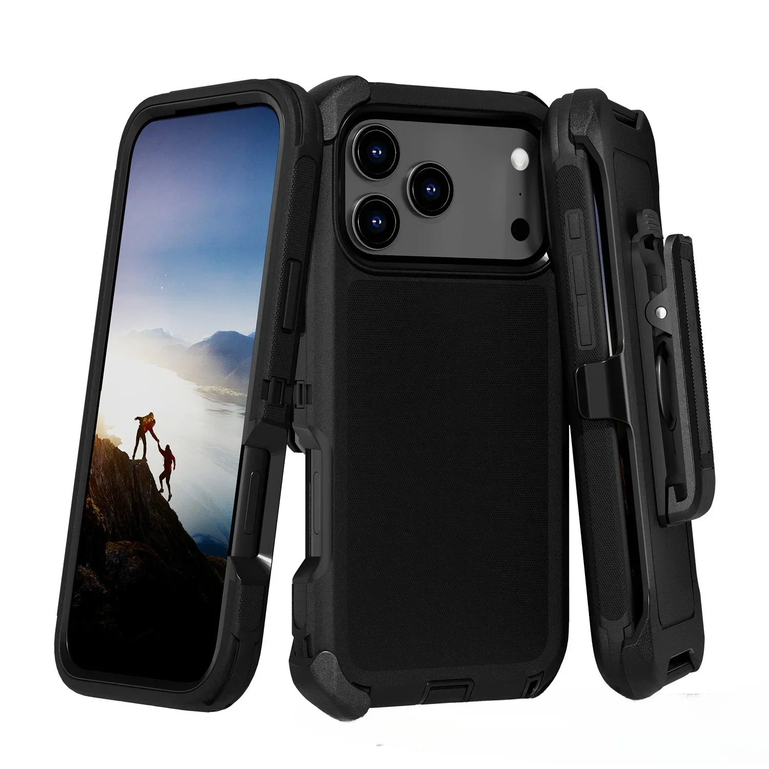 Rugged iPhone Case — Heavy-Duty Armor Cover with Belt Clip, Shockproof Dual-Layer PC+TPU Protection, Matte Anti-Slip Anti-Fingerprint Design