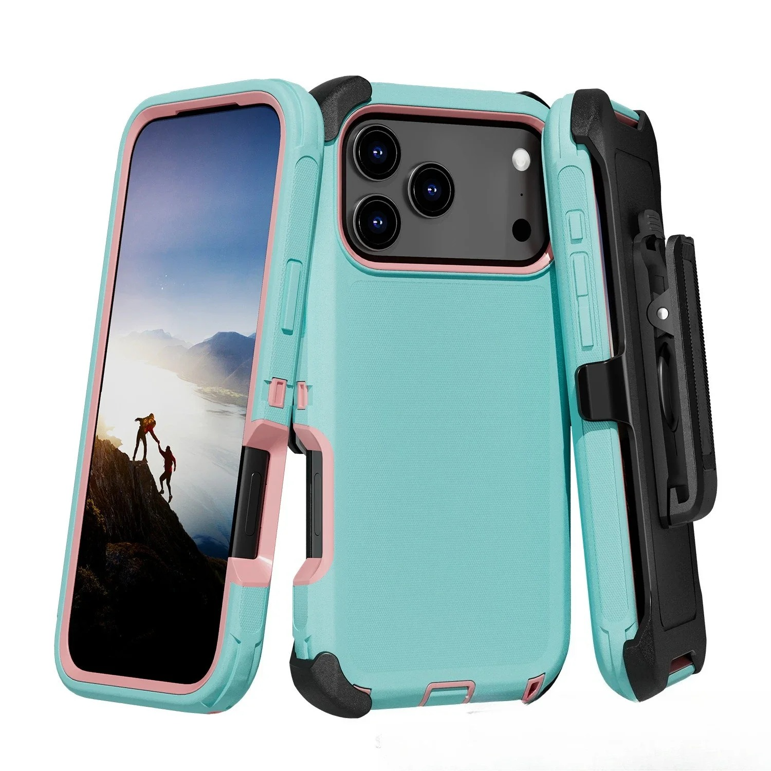 Rugged iPhone Case — Heavy-Duty Armor Cover with Belt Clip, Shockproof Dual-Layer PC+TPU Protection, Matte Anti-Slip Anti-Fingerprint Design