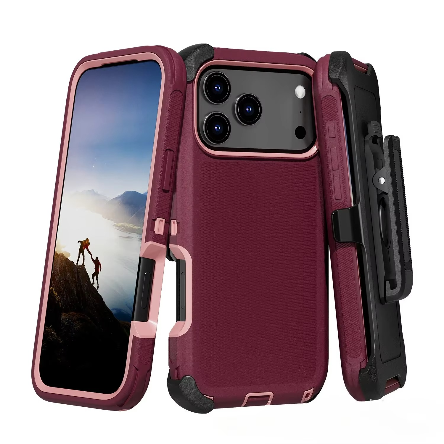 Rugged iPhone Case — Heavy-Duty Armor Cover with Belt Clip, Shockproof Dual-Layer PC+TPU Protection, Matte Anti-Slip Anti-Fingerprint Design