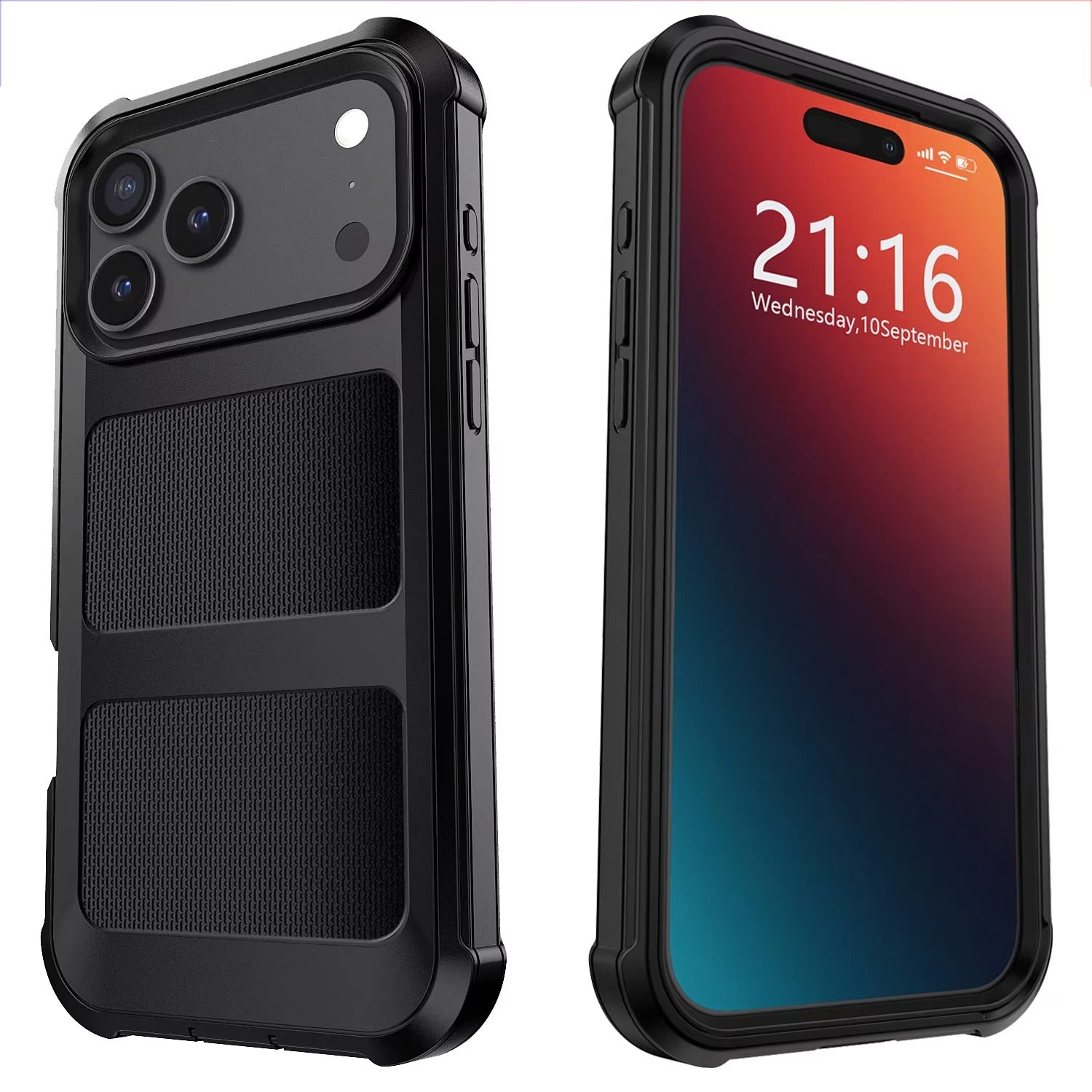 Rugged iPhone Case — Heavy-Duty Dual-Layer Hybrid Protective Cover with Shockproof Hard PC Back, Raised Edges and Matte Anti-Fingerprint Design