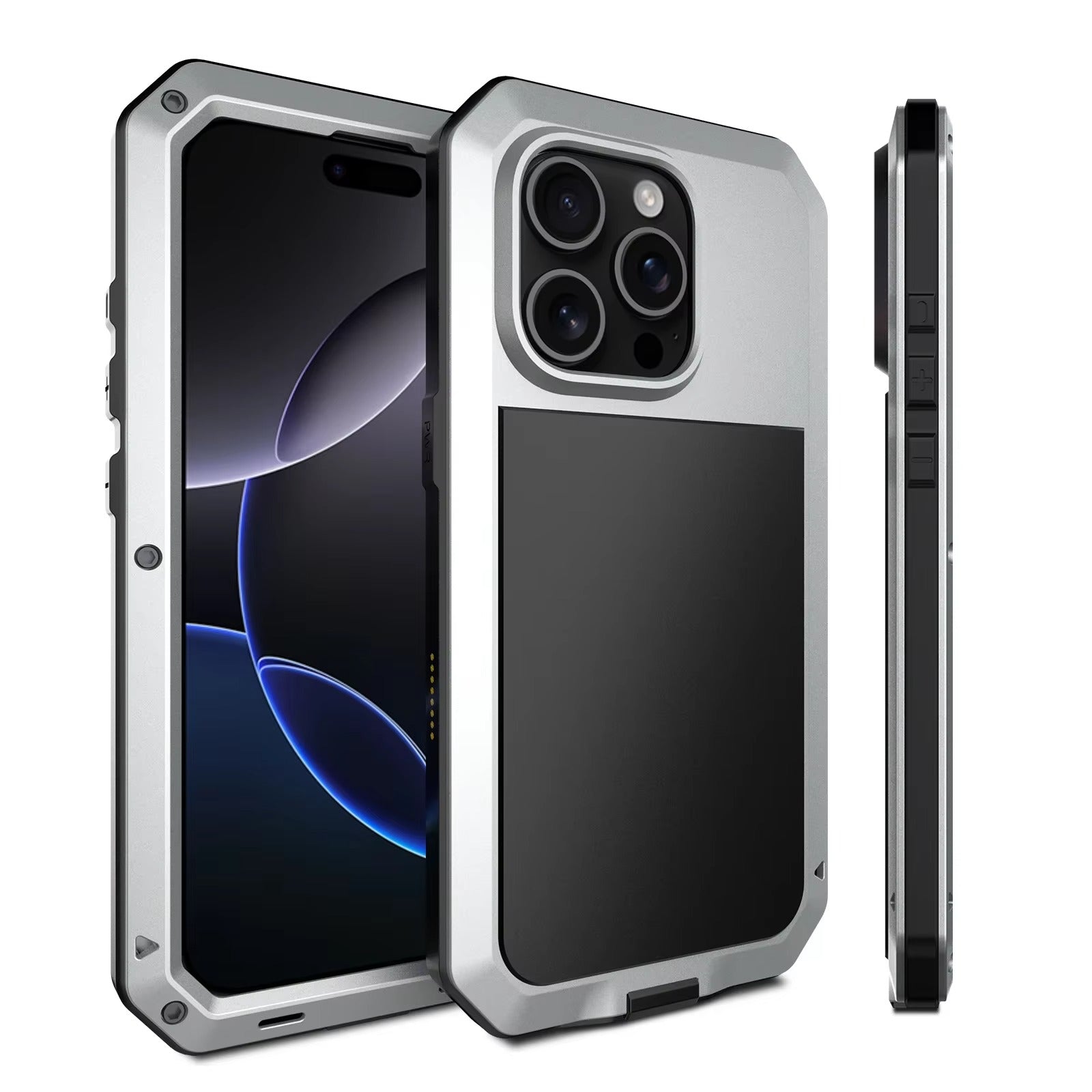 Rugged iPhone Case — Heavy-Duty Metal Aluminum Armor Cover with Tempered Glass, Shockproof Dual-Layer Protection, Non-Slip Outdoor Military Design