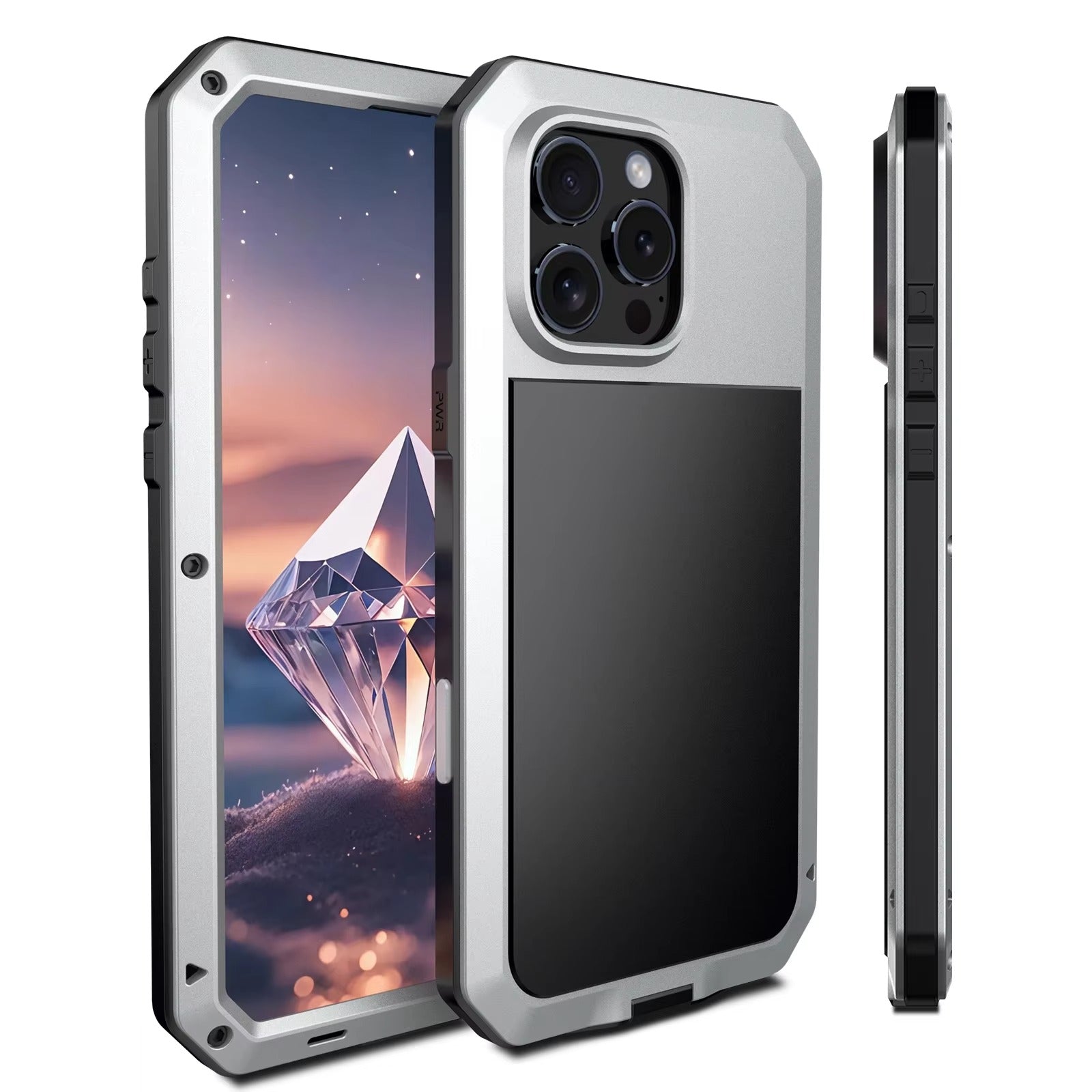 Rugged iPhone Case — Heavy-Duty Metal Aluminum Armor Cover with Tempered Glass, Shockproof Dual-Layer Protection, Non-Slip Outdoor Military Design
