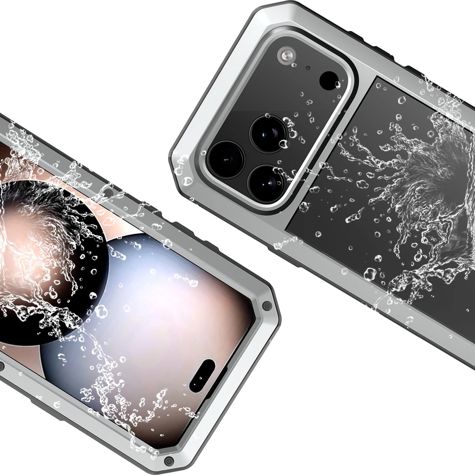 Rugged iPhone Case — Heavy-Duty Metal Protective Cover with Built-In Glass Screen Protector and Tough Shockproof TPU+PC Design