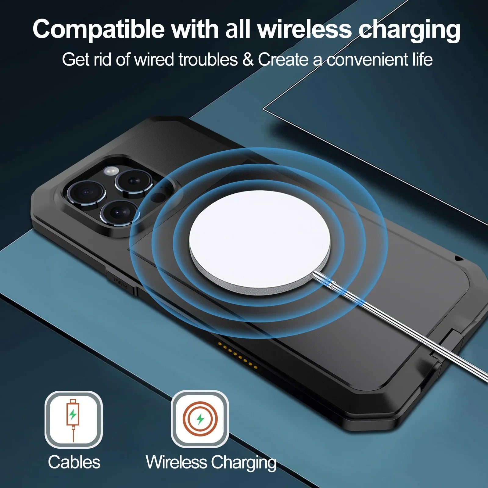 Rugged iPhone Case — Heavy-Duty Metal Tank Armor Cover with Shockproof Waterproof Design, Screen Film Protection and Anti-Fingerprint Non-Slip Finish