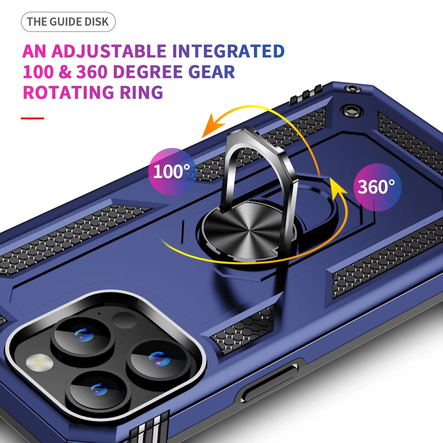 Rugged iPhone Case — Heavy-Duty PC+TPU Protective Cover with Metal Bracket Holder and Shockproof Anti-Fall Design