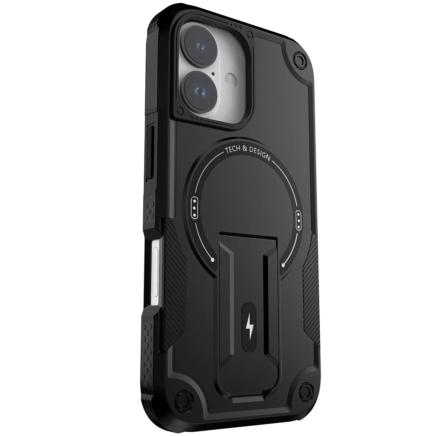 Rugged iPhone Case — Hybrid Shockproof Magnetic Cover with Kickstand, Adjustable Lanyard Strap and Dual-Layer Hard PC Protection