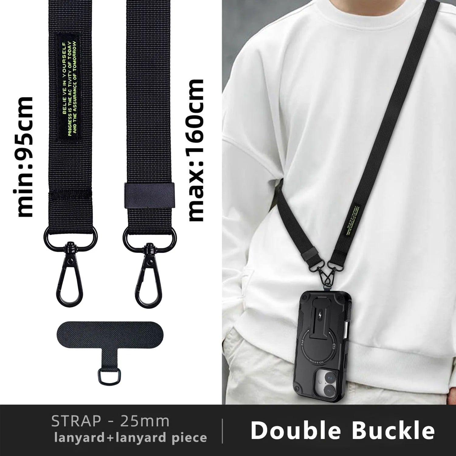 Rugged iPhone Case — Hybrid Shockproof Magnetic Cover with Kickstand, Adjustable Lanyard Strap and Dual-Layer Hard PC Protection