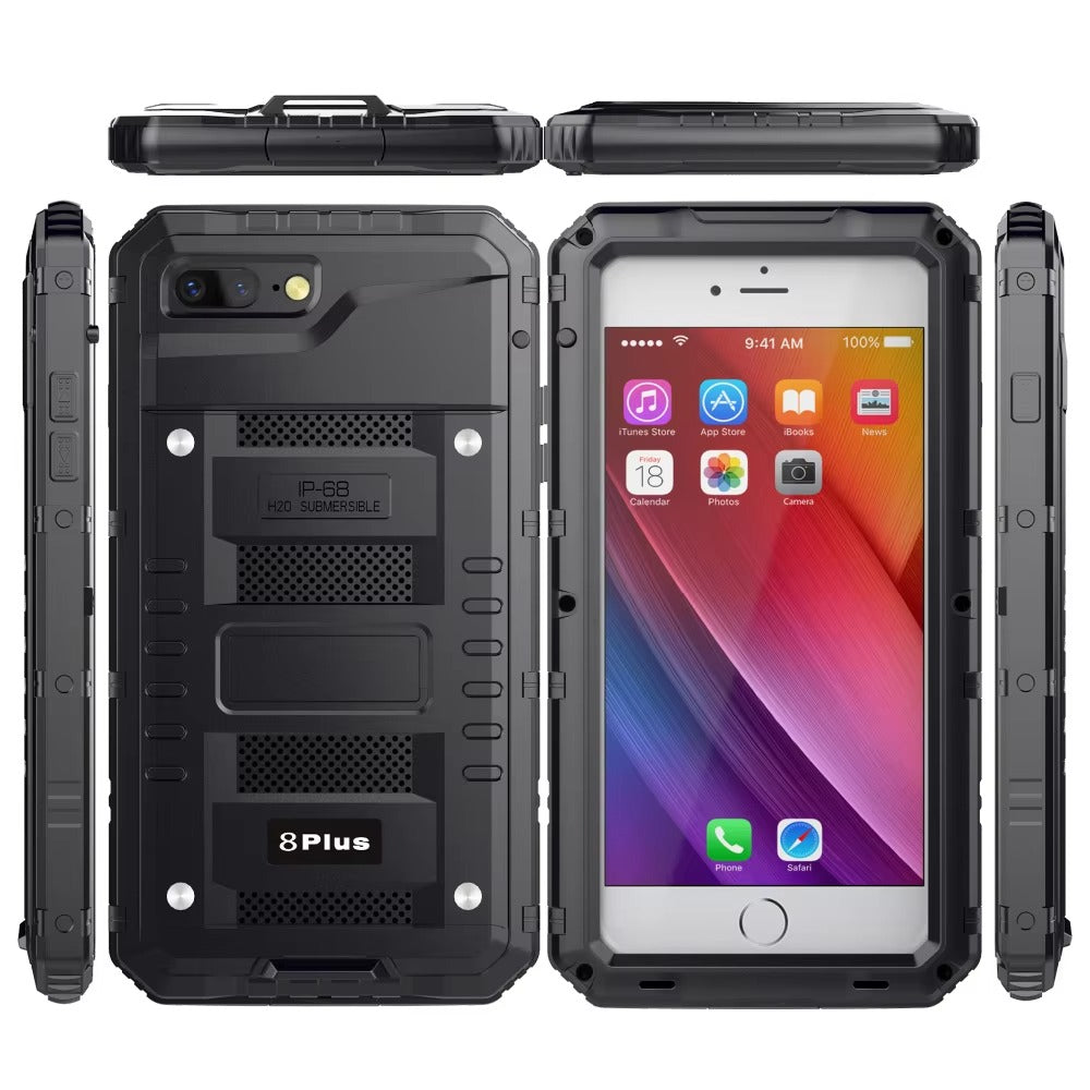 Rugged iPhone Case — IP68 Waterproof Aluminum Metal Armor Cover with Screen Protector, Heavy-Duty Shockproof Full-Body Protection and Underwater Photo Support