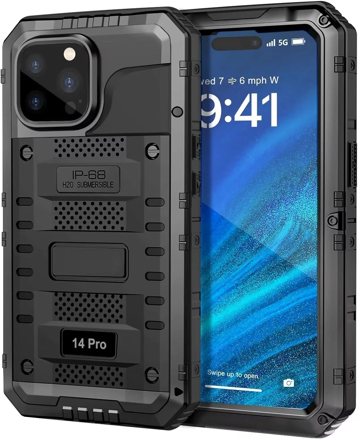 Rugged iPhone Case — IP68 Waterproof Aluminum Metal Armor Cover with Screen Protector, Heavy-Duty Shockproof Full-Body Protection and Underwater Photo Support