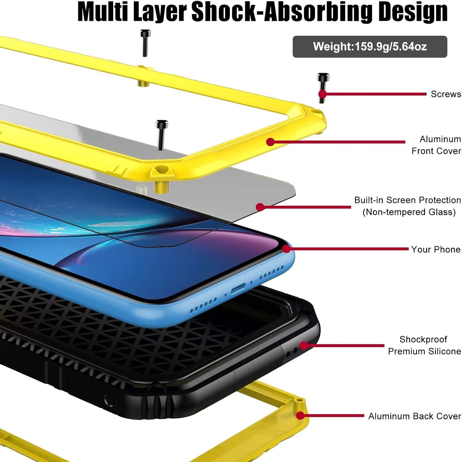 Rugged iPhone Case — IP68 Waterproof Aluminum Metal Armor Cover with Screen Protector, Heavy-Duty Shockproof Full-Body Protection and Underwater Photo Support