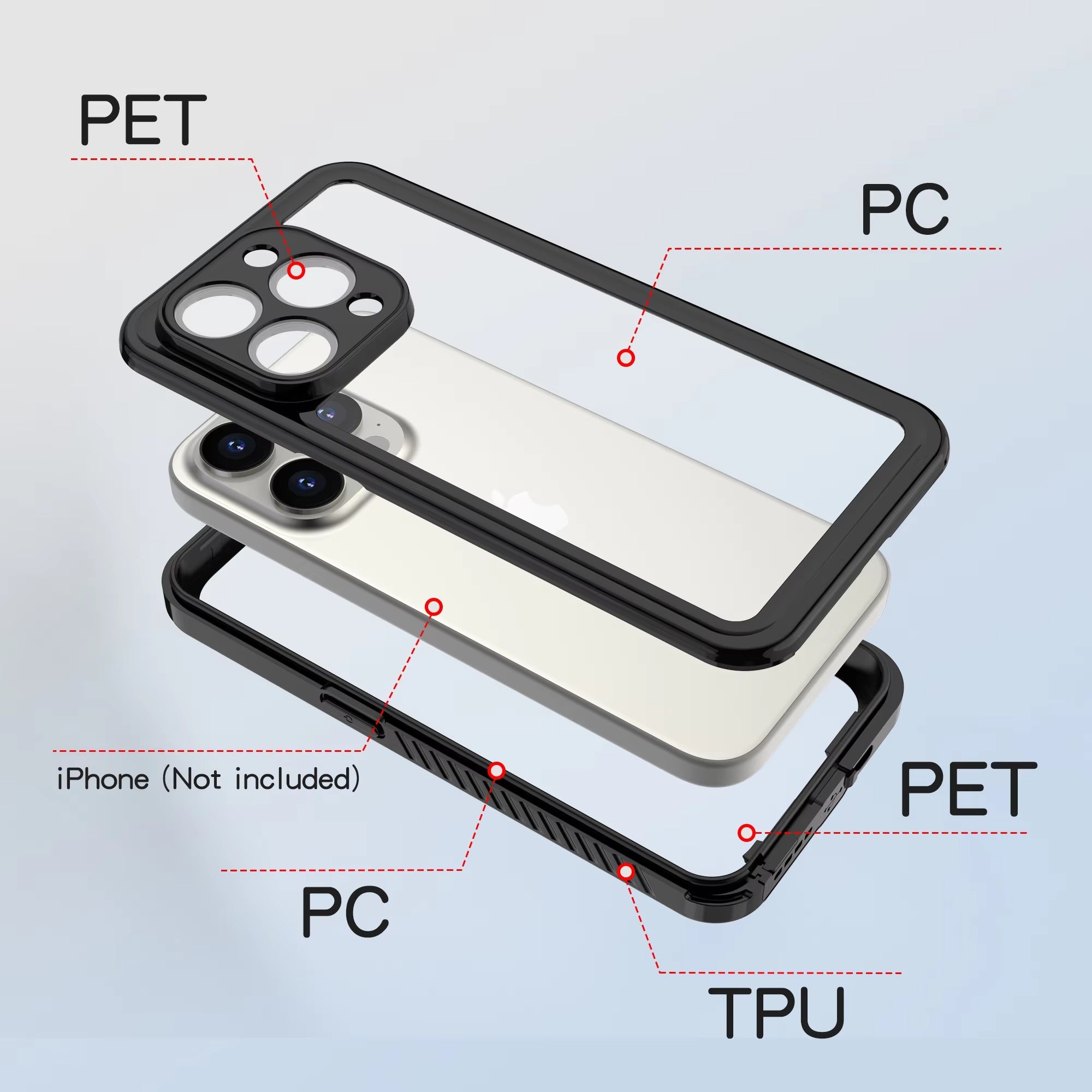 Rugged iPhone Case — IP68 Waterproof Full-Body Magnetic Cover with Built-In Screen Protector, Dual-Layer Drop Protection and 360° Dustproof Non-Slip Design