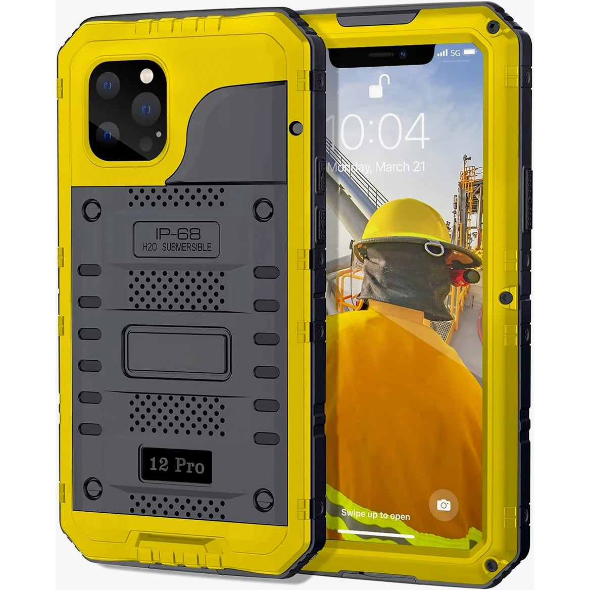 Rugged iPhone Case — IP68 Waterproof Metal Armor Cover with Full-Body Shockproof Protection, Screen Guard, Dustproof Heavy-Duty Design