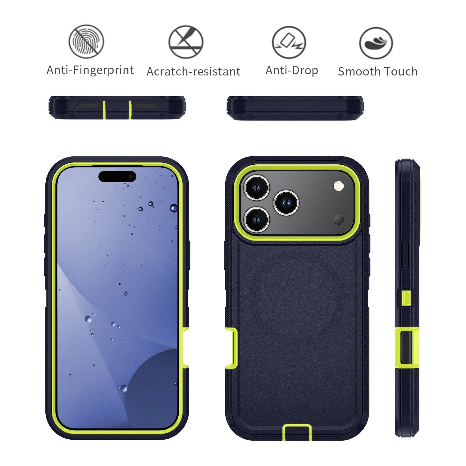 Rugged iPhone Case — MagSafe Armor Shockproof PC+TPU Defender Cover with Impact-Resistant Anti-Slip Durable Protection