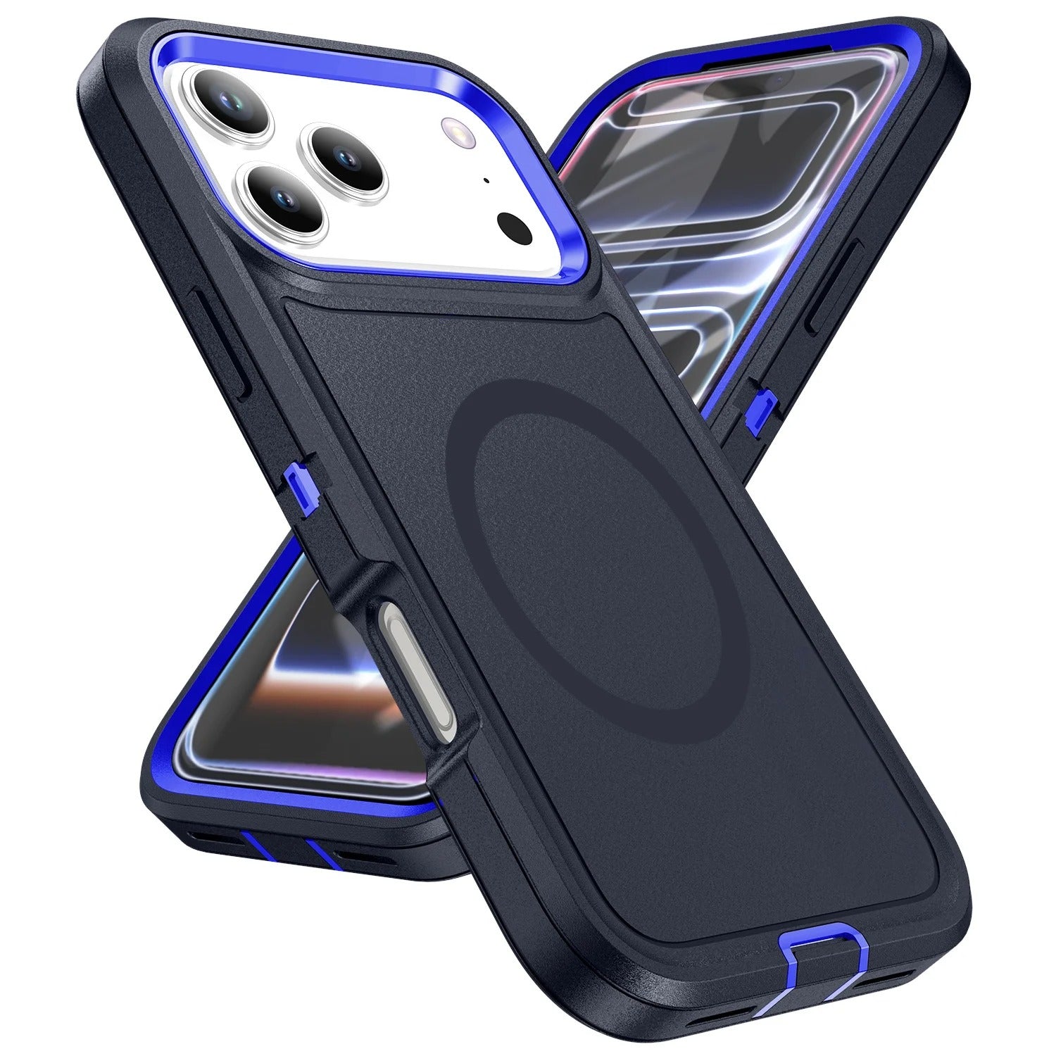 Rugged iPhone Case — MagSafe Armor Shockproof PC+TPU Defender Cover with Impact-Resistant Anti-Slip Durable Protection